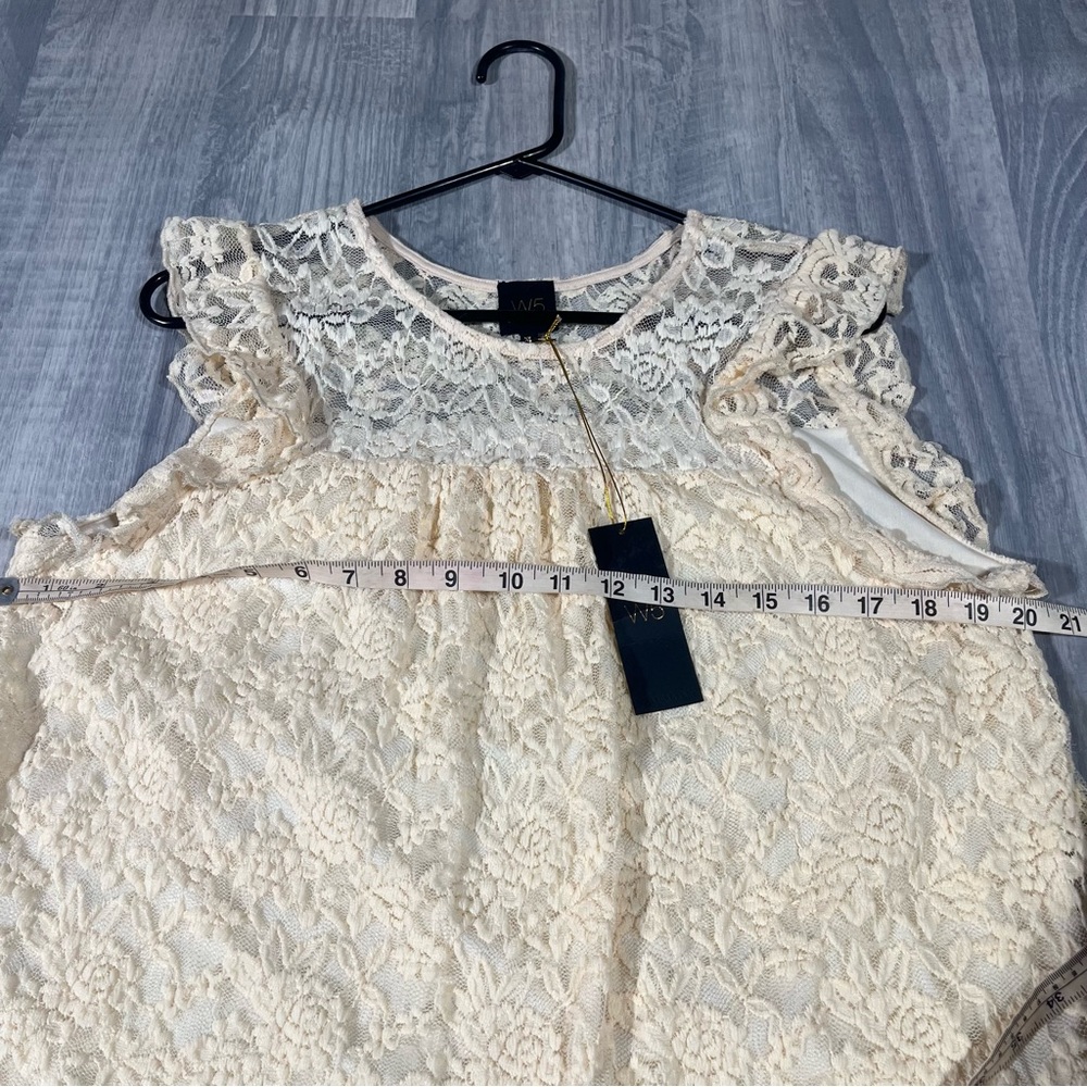 W5 Ivory Cream White Lace Blouse Top; XL; NEW - Picture 4 of 8